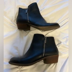 Black leather ankle boots